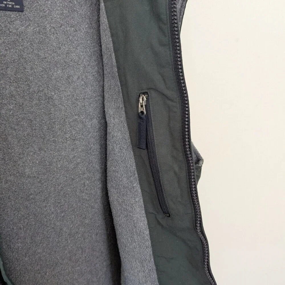 Vintage Abercrombie & Fitch Vest‎ Mens L Green Nylon Fleece Lined Y2K